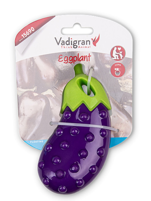 Jouet chien aubergine flottante popcorn 14 cm Vadigran