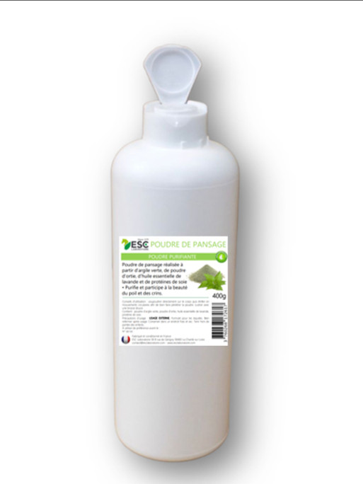 Shampoing sec poudre de pansage 400g ESC Shampoing sec poudre de pansage 400g ESC