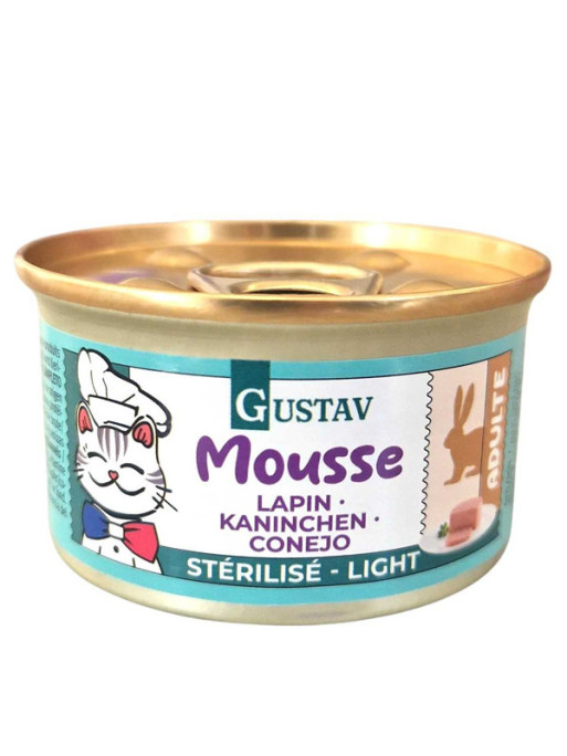 Mousse au lapin chat stérilisé 85g Gustav