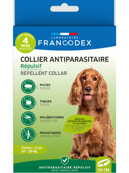 Collier antiparasitaire répulsif chien moyen Francodex