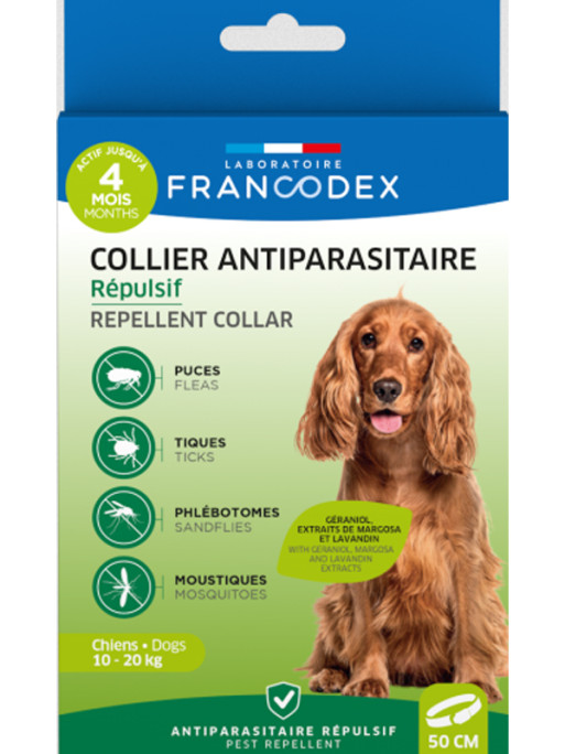 Collier antiparasitaire répulsif chien moyen Francodex