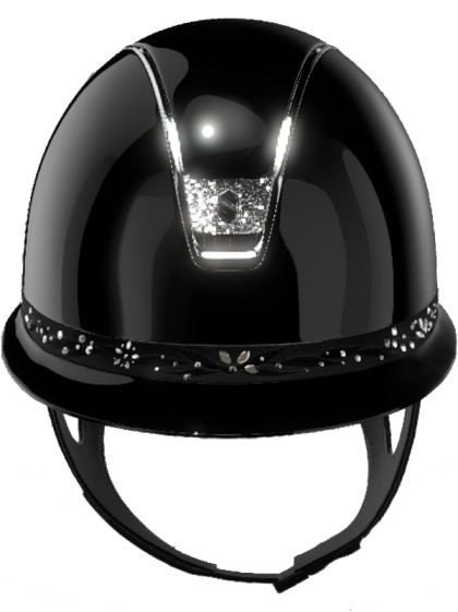 Casque Miss Shield Shadowglossy Flower Swarovski et blason Crystal Fabric 2.0 Samshield  (Mousse obligatoire vendue séparément)