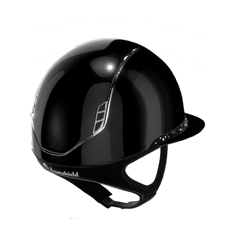 Casque Miss Shield Shadowglossy Flower Swarovski et blason Crystal Fabric 2.0 Samshield  (Mousse obligatoire vendue séparément)