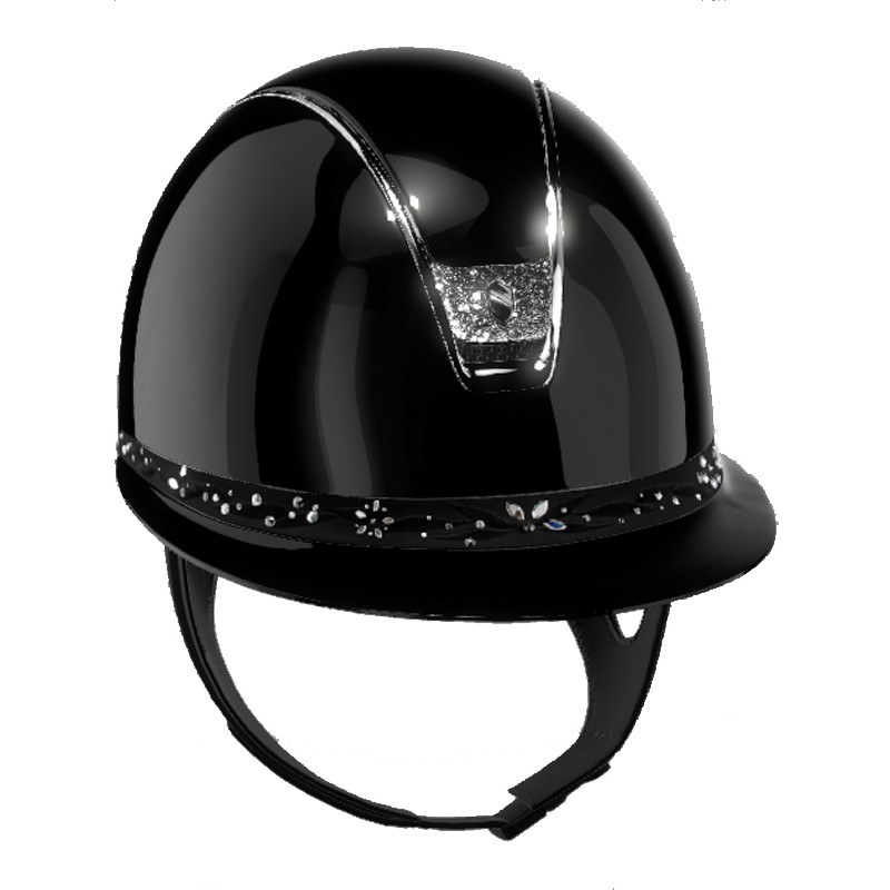 Casque Miss Shield Shadowglossy Flower Swarovski et blason Crystal Fabric 2.0 Samshield  (Mousse obligatoire vendue séparément)