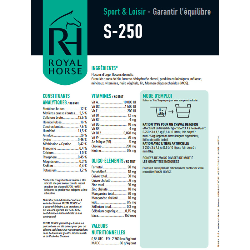 Floconnés S-250 20kg Royal Horse