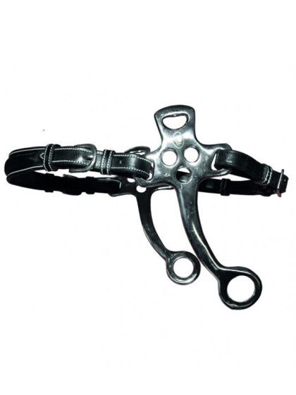 Hackamore cuir branches courtes et plates poney Jump'In