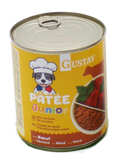 Pâtée pour chien junior boeuf 800g Gustav