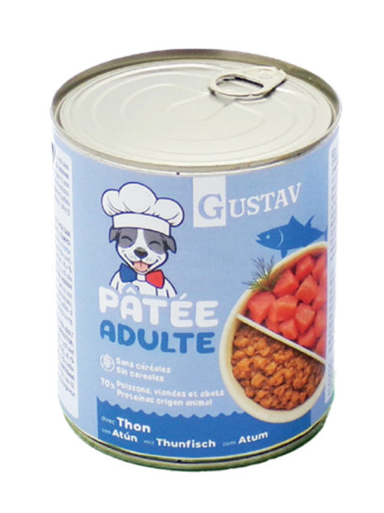 Pâtée pour chien adulte thon 800g Gustav