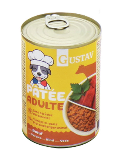 Pâtée pour chien adulte boeuf 400g Gustav
