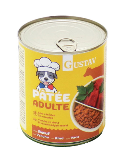 Pâtée pour chien adulte boeuf 800g Gustav