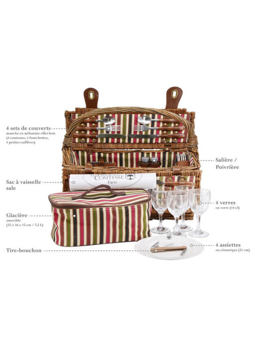 Panier pique-nique Montmartre 4 personnes Les Jardins de la Comtesse