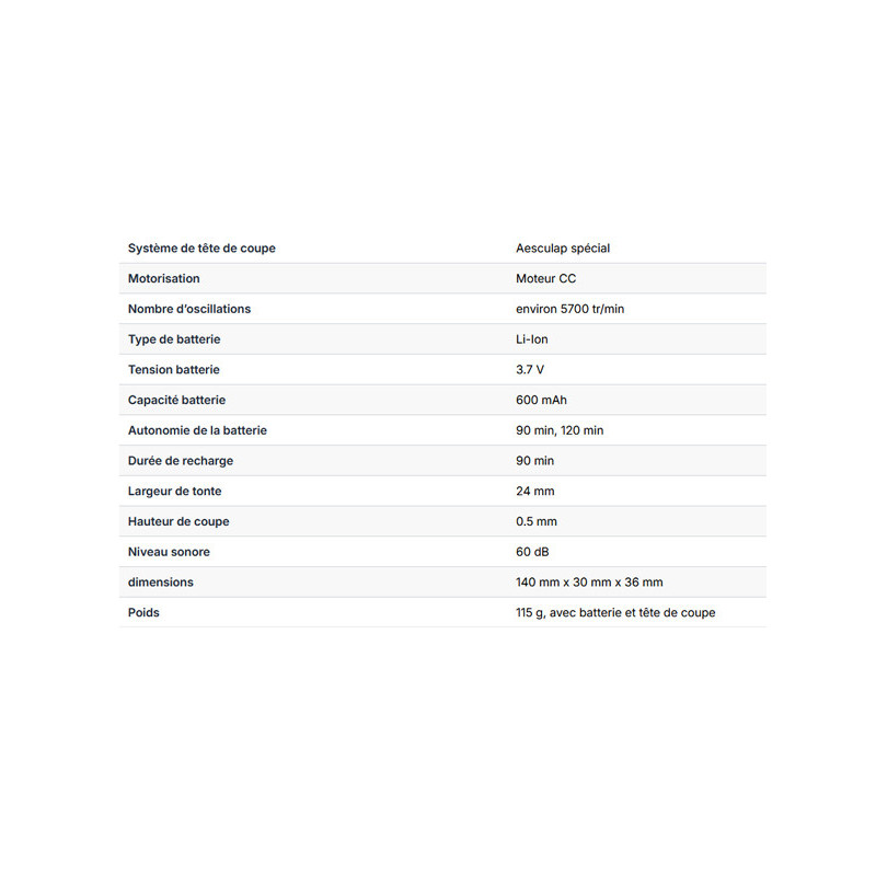 Tondeuse sur batterie Exacta Aesculap