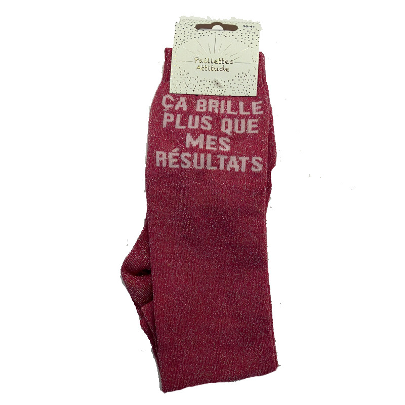 Chaussettes d'équitation pailletée ''ça brille plus que mes résultats'' Paillettes Attitude