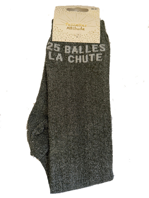 Chaussettes d'équitation pailletée ''25 Balles la chute'' Paillettes Attitude
