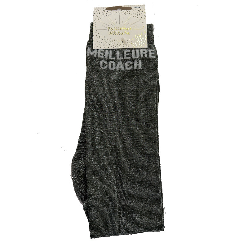 Chaussettes d'équitation pailletée ''Meilleure coach'' Paillettes Attitude