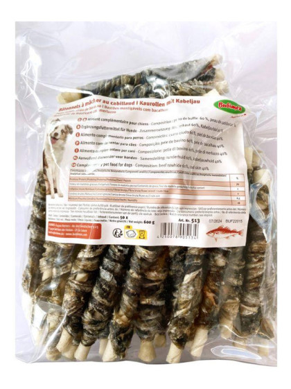 Bâtonnet à mâcher peau de buffle/peau de cabillaud 12.5cm vrac