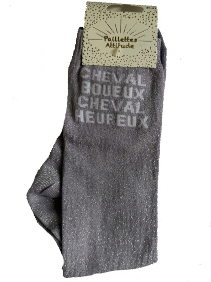 Chaussettes d'équitation pailletées ''Cheval boueux cheval heureux'' Paillettes Attitude