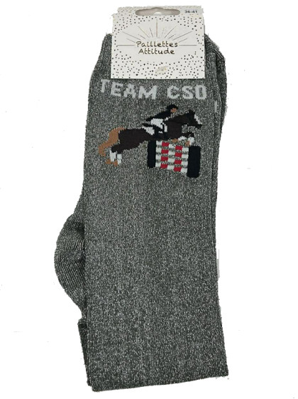 Chaussettes d'équitation pailletées ''Team CSO'' Paillettes Attitude