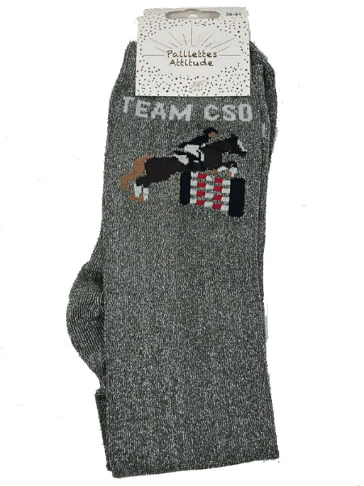Chaussettes d'équitation pailletées ''Team CSO'' Paillettes Attitude