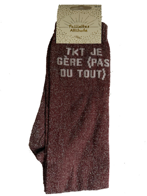 Chaussettes d'équitation pailletées ''Tkt je gère (pas du tout)'' Paillettes Attitude