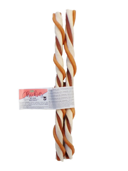 Sticks de collagène torsadé au poulet 25cm vrac