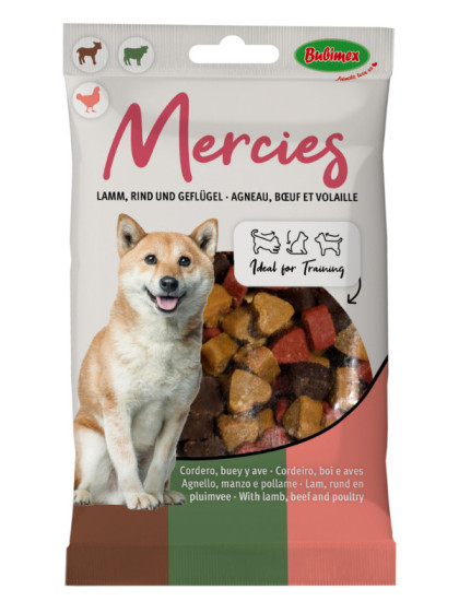 Friandises Mercies coeur agneau/boeuf/volaille 100g Bubimex