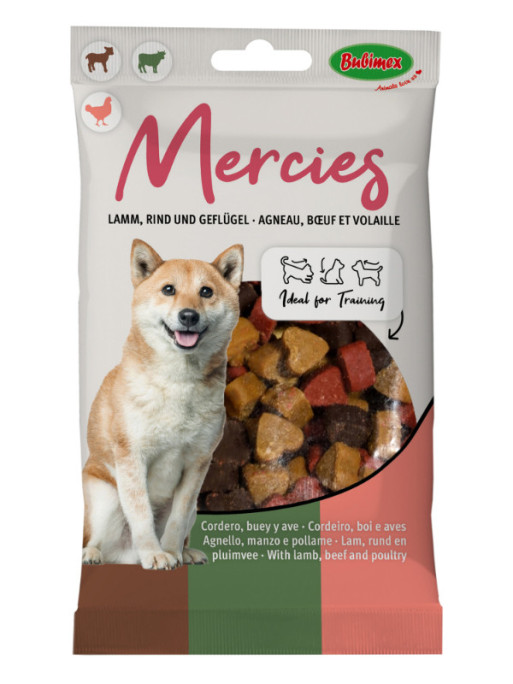 Friandises Mercies coeur agneau/boeuf/volaille 100g Bubimex