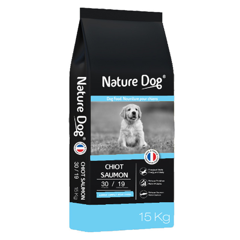 Croquettes chiot 30/19 saumon 15kg Nature Dog