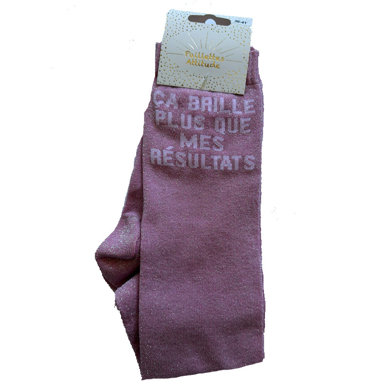 Chaussettes d'équitation pailletées ''ça brille plus que mes résultats'' Paillettes Attitude