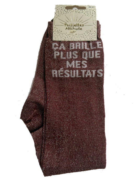 Chaussettes d'équitation pailletées ''ça brille plus que mes résultats'' Paillettes Attitude