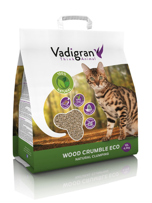 Litière pour chat Wood Crumble 4.3kg Vadigran