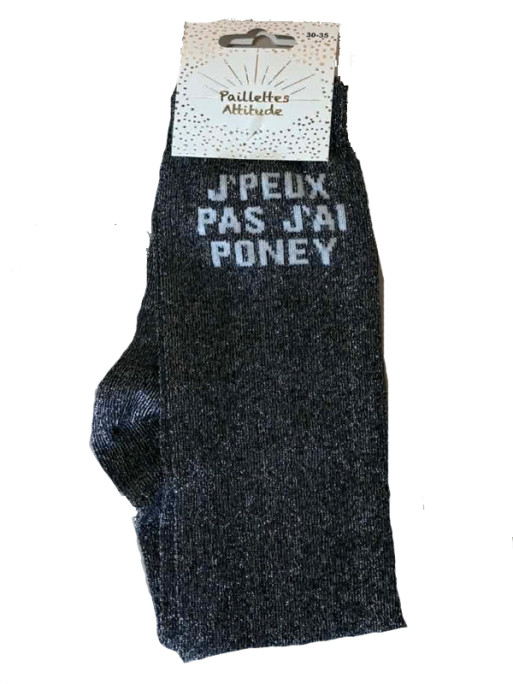 Chaussettes d'équitation pailletées ''Je peux pas j'ai poney'' Paillettes Attitude