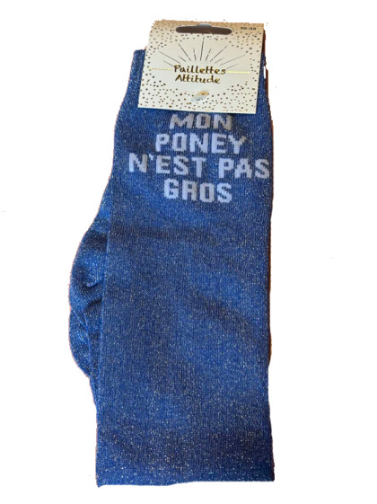 Chaussettes d'équitation enfant pailletées ''Mon poney n'est pas gros'' Paillettes Attitude
