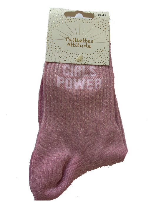 Chaussettes pailletée ''Girls Power'' Paillettes Attitude
