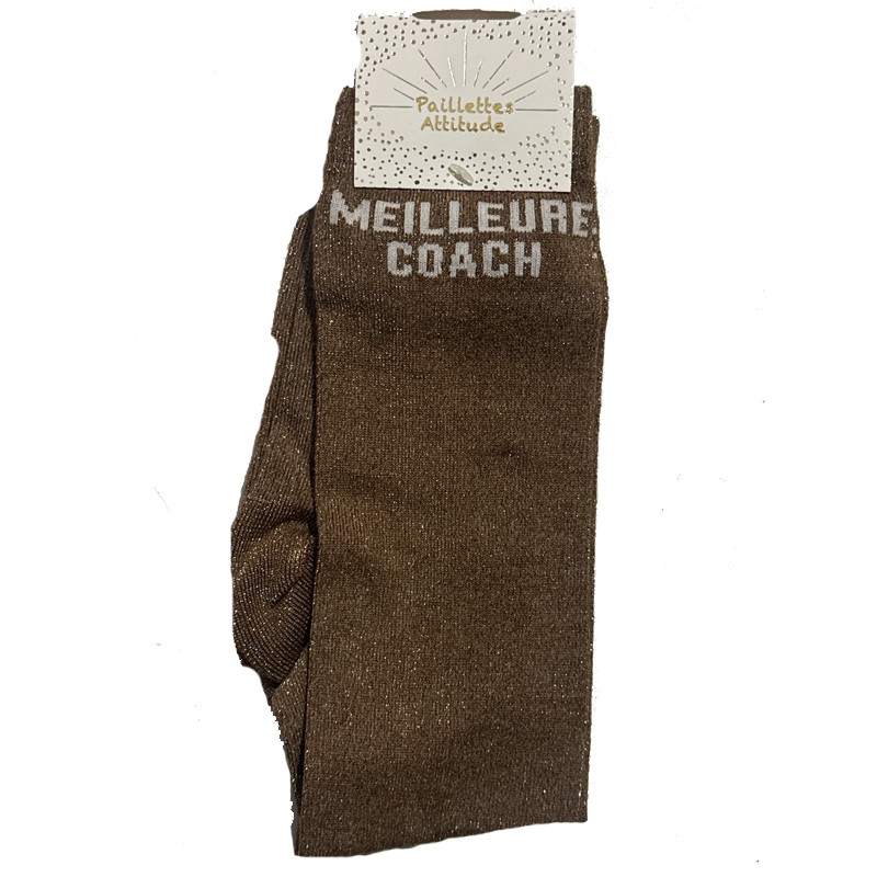Chaussettes d'équitation pailletées ''Meilleure coach'' Paillettes Attitude