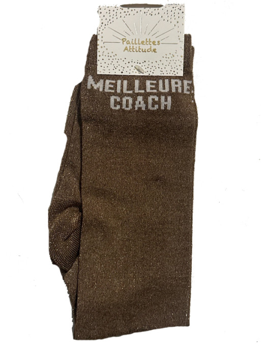 Chaussettes d'équitation pailletées ''Meilleure coach'' Paillettes Attitude
