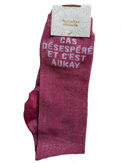 Chaussettes d'équitation pailletées ''Cas désespéré et c'est aukay'' Paillettes Attitude