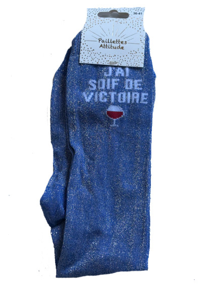 Chaussettes d'équitation pailletées ''J'ai soif de victoire'' Paillettes Attitude