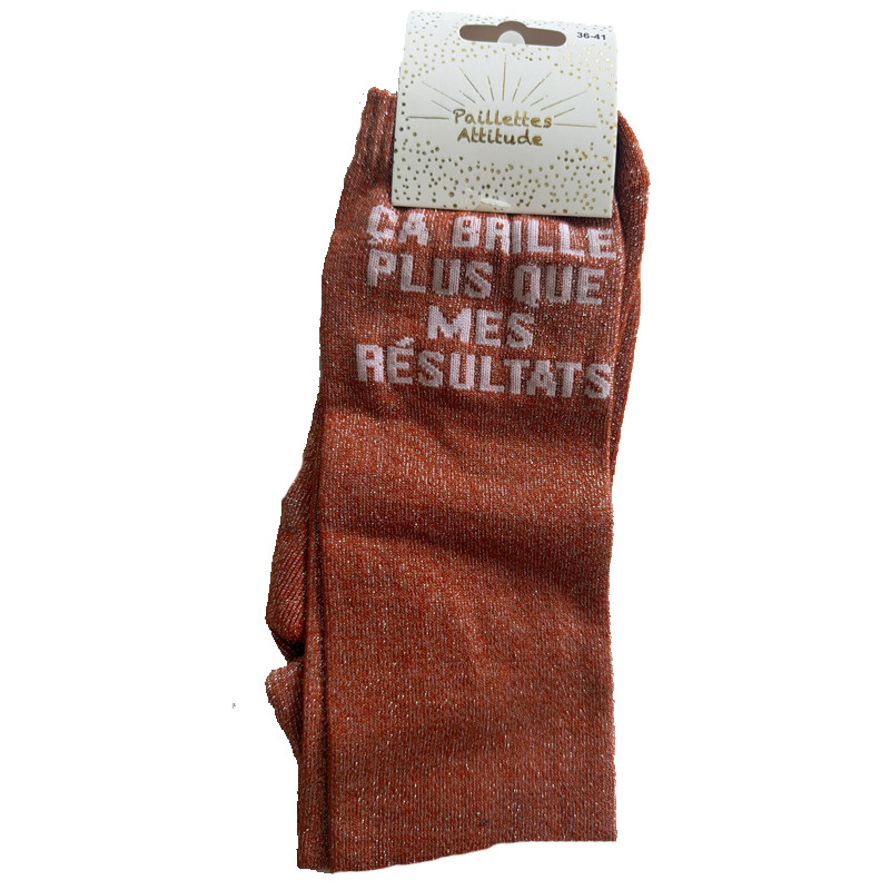 Chaussettes d'équitation pailletées ''ça brille plus que mes résultats'' Paillettes Attitude