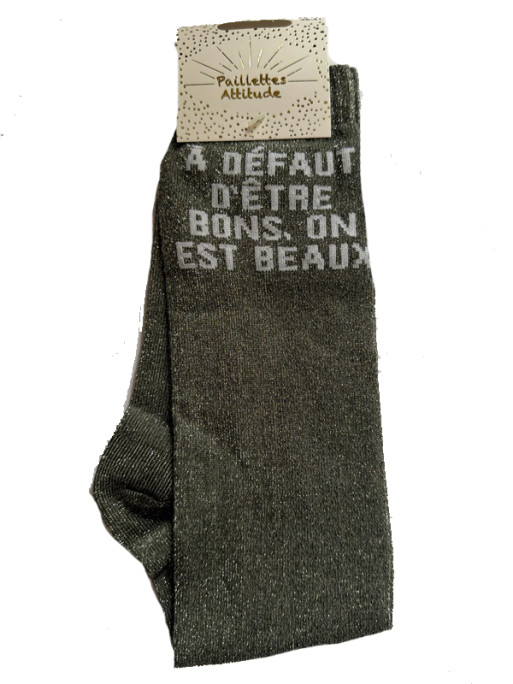 Chaussettes d'équitation pailletées ''A défaut d'être bons, on est beaux'' Paillettes Attitude