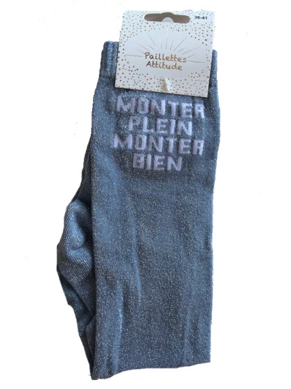 Chaussettes d'équitation pailletées ''Monter plein monter bien'' Paillettes Attitude
