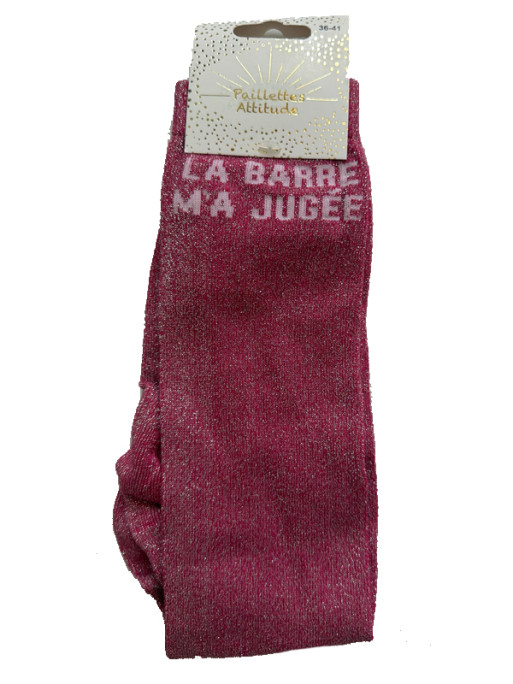 Chaussettes d'équitation pailletées ''La barre m'a jugée'' Paillettes Attitude