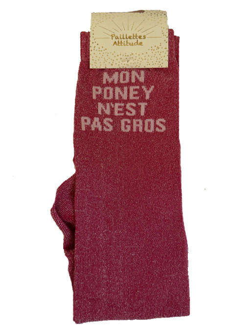 Chaussettes d'équitation pailletées ''Mon poney n'est pas gros'' Paillettes Attitude