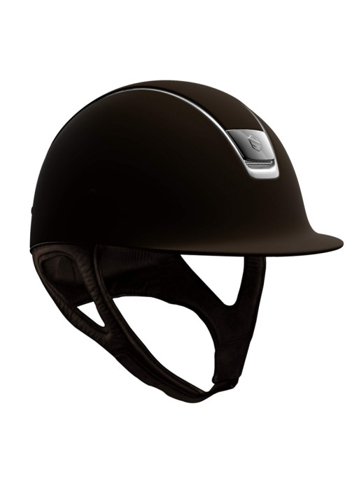 Casque Shadowmatt Blason Chrome noir Liseré Titanium Samshield Casque Shadowmatt Blason Chrome noir Liseré Titanium Samshield