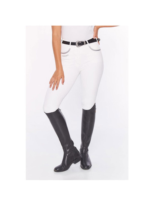Pantalon Jaltika fix system grip Femme Rider Harcour blanc avant porté Pantalon Jaltika fix system grip Femme Rider Harcour blanc avant porté