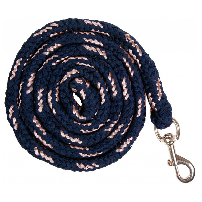 Longe rosegold avec mouqueton HKM marine / or rose