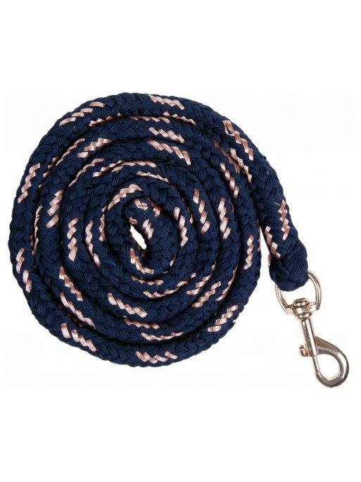 Longe rosegold avec mouqueton HKM marine / or rose