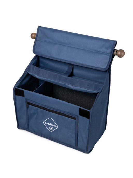 Sac de pansage à suspendre Grooming Bag LeMieux marine ouvert Sac de pansage à suspendre Grooming Bag LeMieux marine ouvert