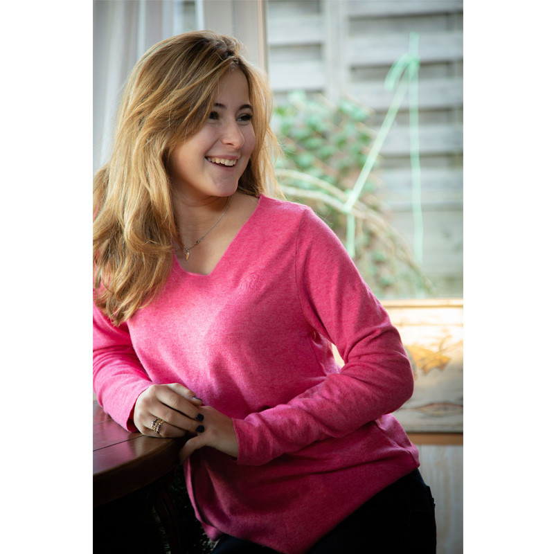 Pull Emy col en V oversize Jump'In Rose