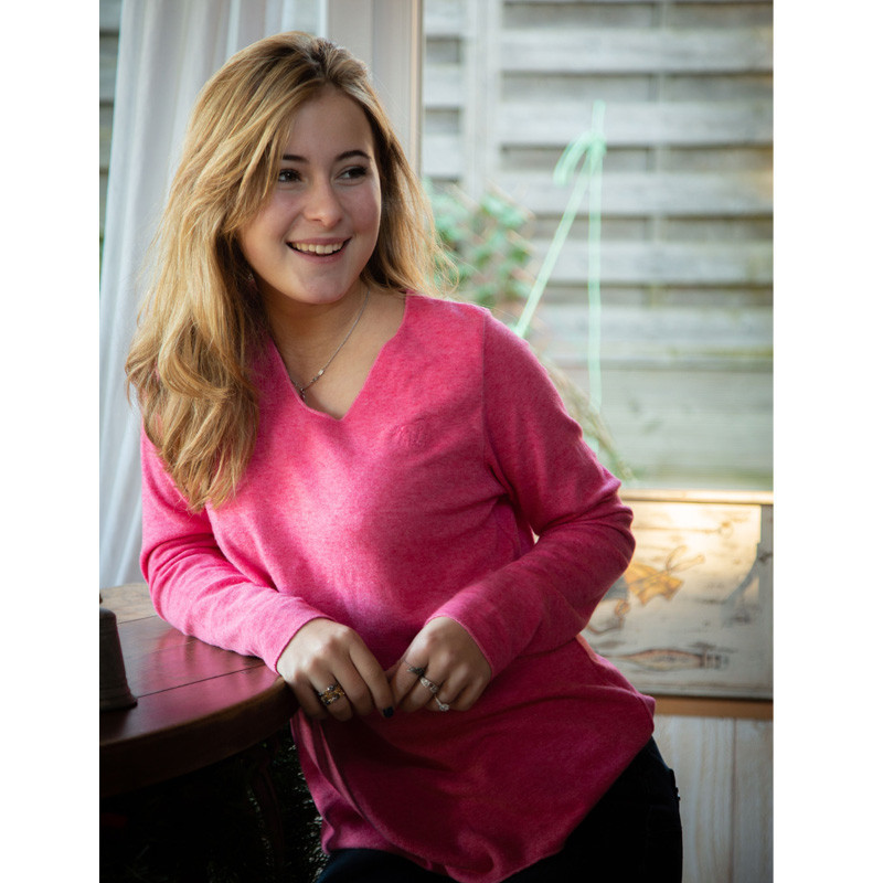 Pull Emy col en V oversize Jump'In Rose 1